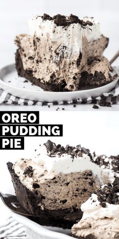 oreo puddinging pie on a white plate