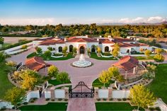 this is an aerial view of a mansion