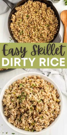 an easy skillet dirty rice recipe in a bowl