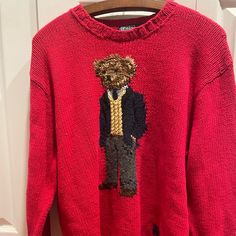 Men’s Large And Fits Women’s Extra Large. Hand Knit Sweater With Super Cute Teddy Bear. This Is From 2001 And Still Has The Tags. Never Worn. Hand Knit. 50 For 6% Linen, 42% Cotton, 2% Other. I Have Other Ralph Lauren, Teddy Bear Items. See Listings. Polo Bear Sweater, Ralph Lauren Teddy Bear, Teddy Bear Sweater, Ralph Lauren Polo Bear, Bear Sweater, Hand Knit Sweater, Polo Ralph Lauren Sweater, Wardrobe Pieces, Cute Teddy Bear