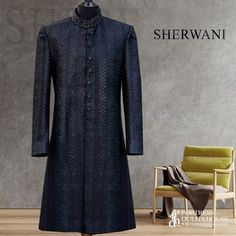 Size XS, S, M, L, XL, XXL Also made on Oder Black Sherwani For Groom, Black Sherwani, Sherwani For Groom, Prince Clothes, Sherwani Groom, Wedding Sherwani, Royal Look, Wedding Suit, Fashion Hub