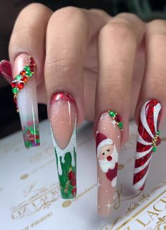 Christmas Stelitto Nails, Tacky Christmas Nails, Christmas Stilleto Nails, X Mas Nails, Christmas Nails Art Designs, Nails Noel, Navidad Nails, Christmas Nail Designs Acrylic