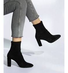 Sock Ankle Boots, Socks And Heels, Suede Block Heels, Chunky Block Heels, Dune London, Dressed To Kill, Suede Booties, Heeled Ankle Boots, Suede Heels