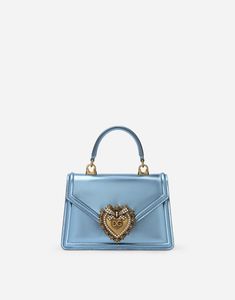 Women's Handbags in Azure | Small Devotion bag in mordore nappa leather | Dolce&Gabbana Blondie Lockes, Alice Wonderland, Pearl Inlay, Handbag Heaven, Patent Leather Pumps, Women's Handbags