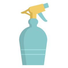 a blue bottle with a yellow sprayer on it's top is shown in this illustration