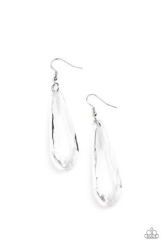 A dramatically oversized white teardrop crystal swings from the ear, creating an irresistible statement piece. Earring attaches to a standard fishhook fitting. Sold as one pair of earrings. Crystal Crowns, Crown Earrings, Nickel Free Jewelry, Silver Frames, Crystal Crown, Hammered Gold, Crystal Accessories, The Ear, Paparazzi Accessories