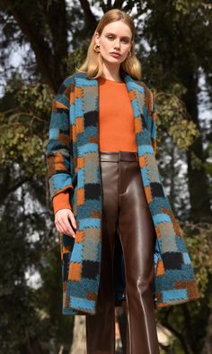 Monsi Patchwork Shawl Duster Coat | Greylin Collection – Greylin Collection | Women's Luxury Fashion Clothing Patchwork Shawl, Jacket Puffer, Orange Outfit, Duster Jacket, Patchwork Jacket, Luxury Women Fashion, Faux Fur Jacket, Office Outfits, Fall Outfit