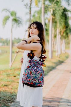 "The beautiful bag is made with an amazing piece of fabric woven by the HMONG hill tribes of Lanna Region (Northern Thailand). Its a great bag for carrying anything. It features a zippered opening area and inside zippered pocket. We buy materials from Hmong market and we design and sew by hand. Some of the bags we modify to improve the product. The Hmong tribes live in the North of Thailand and have origins from the Tibetan area of China. Item Specifics Approximately Length : 13\" (INCH) Height Boho Wallet, Bohemian Bag, Birds Pattern, Bohemian Bags, Hippie Bags, Northern Thailand, Pink Bird, Bird Patterns, Tote Bag Pattern