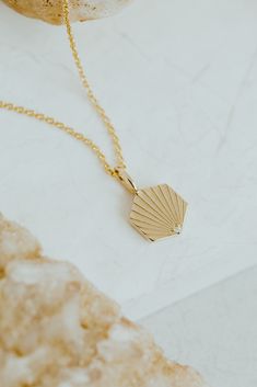 The Mini Tides Pendant Necklace - Sarah O. Round Diamond Setting, 14k Gold Necklace, Unique Diamonds, Rolo Chain, Hexagon Shape, Custom Engagement Ring, Gold Pendant Necklace, Gold Stars, Pave Diamonds