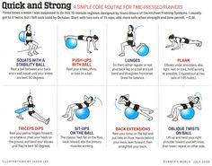 an exercise poster showing how to do the dumbble ball crunch and triceasts