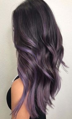 Hair Color Ideas For Brunettes Balayage, Brunette Ombre, Black Hair Balayage, Brunette Balayage, Lilac Hair, Hair Streaks