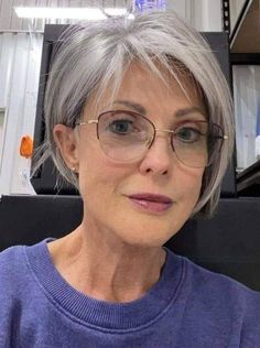 Short Bob With Bangs Over 50, Short Bob Hairstyles With Bangs Over 50 Glasses Gray Hair, Pixie Bob Haircut Layered, Grey Bob Hairstyles Over 50, Short Hair With Glasses, Hair And Glasses