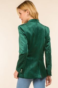 Party up top! Trendy & Chic Green Velvet Blazer Stylish loose fit blazer for any occasion you have this Holiday Season Flap Pockets Fully Lined Single button closure & three buttons on cuff Button Detail Pictures coming soon Party Blazer With Double Button Closure, Fall Party Blazer With Button Cuffs, Party Blazer With Button Cuffs For Fall, Party Blazer With Lapel Collar And Buttons, Single Breasted Button-up Party Blazer, Single Breasted Button-up Blazer For Party, Trendy Button-up Party Blazer, Green Formal Button-up Blazer, Green Button-up Blazer For Formal Occasions