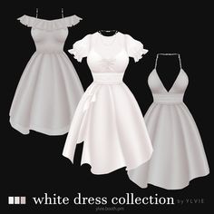 Includes three white dresses with various patterns for VRoid Studio program. ♡ - elegant dress + small chest version - sun dress + two patterned version + small chest version - ruffle dress + two pattern version please message if you require assistance with import! ^-^ Those who purchase this texture may use it for any purpose, including commercial purposes, except for the purpose of resale or redistribution. Failure to adhere to terms of service can result in legal action. Alteration allowed (R White Party Sundress, White Sundress Midi Dress For Party, White Midi Sundress For Party, White Ruffled Sundress, White Sundress For Wedding, Dress Small Chest, Vroid Studio, Dress Illustration, Model Look