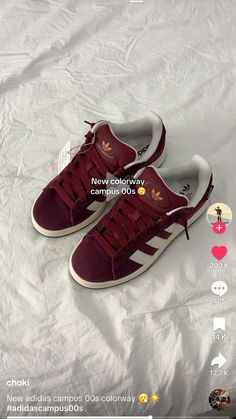 new campus sneakers 👟 #sneakers #campus #burgundy Campus Sneakers, Burgundy Sneakers, Christmas List, Dark Red, New Color, Adidas, Sneakers, Christmas