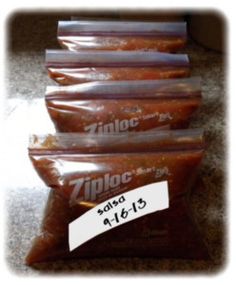 five ziploc bags sitting on top of a counter