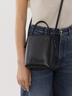 Chloé Chloé Sense Micro Tote Bag | Chloé US Chloe Purse, Chloe Logo, Chloe Handbags, Elegant Bags, Bags Aesthetic, Fashion Wishlist, Chloe Bag, Strap Tops, Logo Embroidery