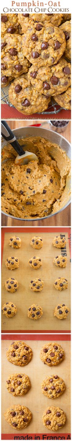 an image of cookies being baked on a baking sheet and then put in the oven