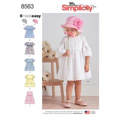 a child's dress and hat sewing pattern