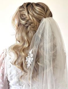 the back of a bride's head wearing a wedding veil