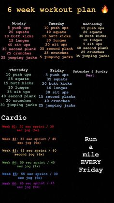 the 6 week workout plan is shown in black