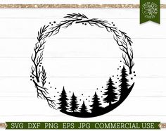 the svg dxf christmas wreath with pine trees