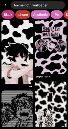 an iphone screen with anime wallpapers and texting on it, including two different pictures