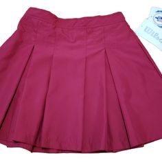 Vintage Wilson Apparel Women's 10 (Runs Small) Magenta (Hot Pink) Pleated Skirt New With Tags Msrp: $68 Size: 10 (Rus Small) Waist: 30" Un-Stretched, 32" Stretched Length: 17" Button, Zipper Back Closure 1/4 Sides Elastic (Back) 342 Pink School Tennis Skirt, Pink Skirted Tennis Skirt For School, Red Pleated Skirt For School In Spring, Pink Lined Tennis Skirt For School, School Pink Lined Tennis Skirt, Pink Pleated Cotton Skort, School Skort With Lined Skirt, Pink Short Pleated Lined Skirt, Short Pink Lined Pleated Skirt