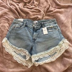 Distressed Denim Shorts Ruffle Lace New Size 14 Jean Shorts 2024, Spring Denim Jean Shorts With Ruffles, Ruffled Denim Jean Shorts For Summer, Ruffled Denim Jean Shorts For Spring, Summer Ruffled Denim Jean Shorts, Spring Ruffled Denim Jean Shorts, Casual Ruffle Jean Shorts For Summer, Casual Ruffled Jean Shorts For Summer, Casual Ruffled Jean Shorts For Spring