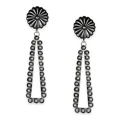 Take a trip with us down Historic Route 66 to give your jewelry collection the Texas-sized upgrade it deserves!Your look will be complete with these Oxidized Sterling Silver Earrings ! These light and comfortable earrings are 4 inches long would look great with Navajo pearls. These earrings have been permanently oxidized for an antique look.NOT A TREND: We are proud to say that every detail of these earrings was completely handmade by Native American artists using the same techniques pioneered b Comfortable Earrings, Historic Route 66, Navajo Pearls, Native American Artists, Bag Light, Small Earrings, Oxidized Sterling Silver, Pendant Bracelet, Route 66