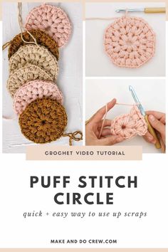 the crochet video course shows how to make a puff stitch circle