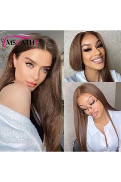 Mscathy 13x6 Chocolate Brown Straight Lace Front Human Hair Wigs #4 Dark Brown Colored Straight Lace Frontal Wigs For Women 150% Density Wigs Medium Brown Lace Wig 28inch Hair Chocolate Brown, Wig Hairstyles Ideas, Ombre Blonde, Lace Frontal Wigs, Lace Front Human Hair Wigs, Wig Human Hair, Lace Front Human Hair