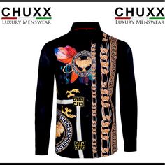 Color:Negro 60% Polyester 30% Cotton 3% Spandex Very Good Quality Spring Black Shirt With Graphic Print, Black Slim Fit Shirt For Fall, Elegant Black Top With Graphic Print, Black Graphic Print Shirt For Fall, Silk Shirt Men, Floral Long Sleeve Shirt, Whale Shirt, Mens Luxury Fashion, Button Down Shirt Mens