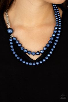 A dramatically oversized blue pearl gives way to two mismatched strands of classic blue pearls that graduate in size and imperfect finishes, adding a timeless twist to the classic pearl palette. Features an adjustable clasp closure. Sold as one individual necklace. Includes one pair of matching earrings. Blue Pearls, Ear Jacket Earring, Earring Jackets, Silver Jewels, Ear Candy, Paparazzi Accessories, Blue Pearl, Blue Necklace, Diamond Design