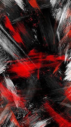 an abstract painting with red and black colors