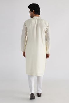 Buy Off White Kurta - Bam Silk Embroidery Thread Ruakh Placement Set For Men by Smriti by Anju Agarwal Online at Aza Fashions. Unstitched White Long Sleeve Churidar, White Long Sleeve Churidar For Festivals, Off White Straight Kurta, Cream Long Sleeve Nehru Jacket For Diwali, Festive Long Sleeve Churidar With Naqshi, Off White Kurta With Gota Work For Eid, White Long Sleeve Churidar For Festive Occasions, White Long Sleeve Churidar For Festive Season, White Chanderi Churidar With Long Sleeves