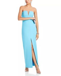 BCBGMAXAZRIA - Strapless Crepe Gown - 100% Exclusive Fitted Maxi Gown With Side Slits, Chic Strapless Fitted Gown, Chic Fitted Strapless Gown, Fitted Maxi Dress With Long Inseam, Fitted Floor-length Gown With Side Slits, Fitted Full Length Gown With Side Slits, Fitted Full-length Gown With Side Slits, Full Length Gown With Side Slits, Fitted Bodice Elastane Floor-length Maxi Dress