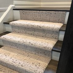 Modern Farmhouse DIY Stair Runners Sold By the Foot | Direct Carpet Farmhouse Stair Runner, Diy Stair Runner, Best Carpet For Stairs, Gray Stair Runner, Farmhouse Stairs, Gray Stairs, Staircase Runner, Modern Farmhouse Diy, Corinthian Column