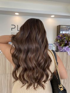 Hair Color Ideas Solid Colors, Dark Brunette Hair With Subtle Dimension, Medium Brown Fall Hair, Honey Brown Balayage On Dark Hair, Level 5 Balayage, Latte Brunnet Hair, Expresso Martini Hair Color, Sunkissed Hair Brunette Balayage Natural, Dirty Blonde Brunette Hair