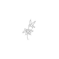 a single line drawing of a flower on a white background