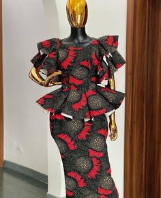 Latest Peplum Blouse And Skirt Styles For Ankara. - Ladeey Ankara Peplum Top Outfits, Peplum Blouse And Skirt, Ankara Peplum Skirt, Peplum Skirt And Blouse, Styles For Ankara, Latest Ankara Skirt And Blouse Styles, Latest Ankara Skirt And Blouse, Peplum Top Outfits, Lace Skirt And Blouse