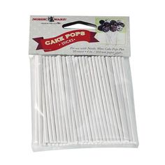 white cake pops sticks are packaged in a package