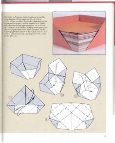 an origami box is shown with instructions to make it in the style of paper