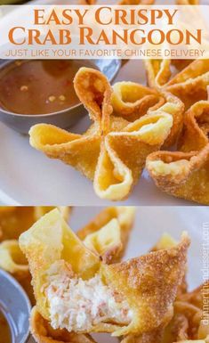 crab rangoon is an appetizer that can be served with dipping sauces