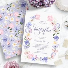 Butterfly Elegant Bridal Shower Editable Template Pastel Wildflowers, Fluttering Butterfly, Purple Bridal Shower, Plates And Cups, Bridal Shower Inspo, Welcome Signs, Party Essentials