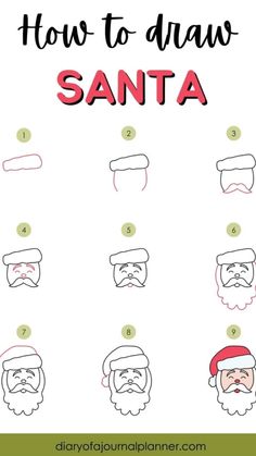 how to draw santa claus step by step Easy Santa Drawing, Holiday Art Projects, How To Draw Santa, Diy Santa, Drawing Tutorial Face, Santa Face, Crafts Christmas