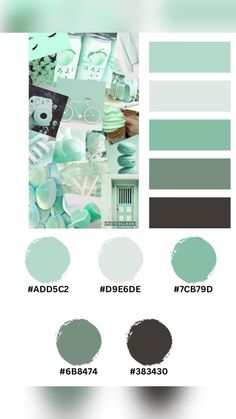 the color scheme is green and gray, with different shades to choose from for each one