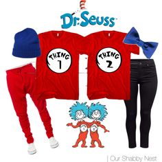 the dr seuss costume is red and blue