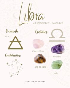 the zodiac signs and their meaningss are shown in this graphic style, including libra