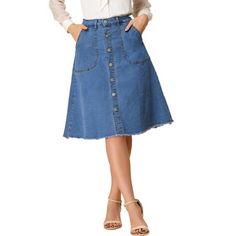 Read reviews and buy Allegra K Women's Raw Hem Button Down Midi Demin Skirt at Target. Choose from contactless Same Day Delivery, Drive Up and more. Midi Demin Skirt, Midi Jeans Skirt, Button Down Denim Skirt, Womens Denim Skirts, Midi Jeans, Stylish Jeans, Short Denim Skirt, Jeans Skirt, Denim Skirts